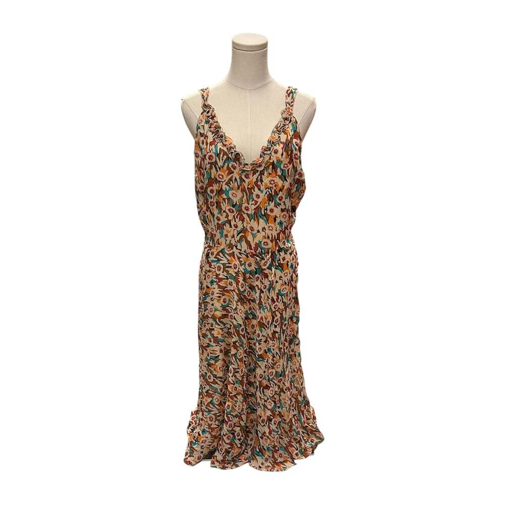Lapis Floral Print Ruffled Sleeveless Midi Dress Women’s Size Large